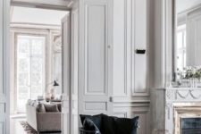 13 molding can be placed on the walls, doors and even to accent the ceiling to make the space more refined