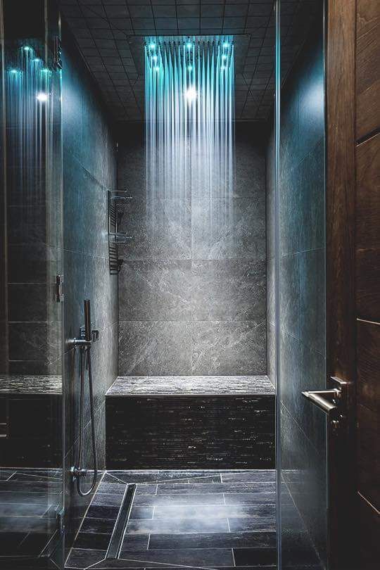 soothing shades of LEDs will make your shower feel very comforting and very inviting