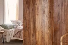 19 a stained wooden screen will be a beautiful rustic accent for your small home