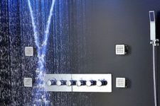 19 such a modern shower design with lights and various water regimes is a gorgeous option for your luxurious bathroom