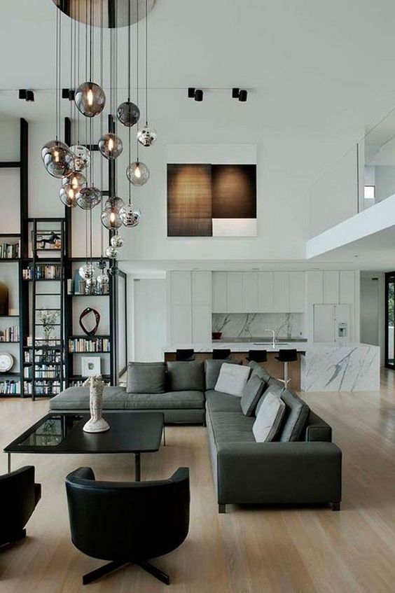 hanging glass pendant lamps at different height will make a bold statement and bring light