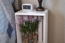 21 a nightstand made of a white crate and vintage legs will easily fit a refined space with a vintage feel