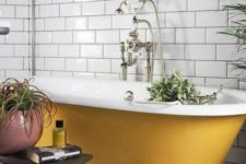 12 a yellow clawfoot bathtub is a cool colorful accent in fall style, it’s a great idea for embracing the season