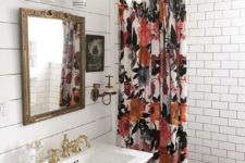 13 a floral shower curtain in bold fall blooms is a cool and easy accent to feel like fall