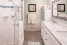 04 a very neutral and peaceful bathroom is refreshed with turquoise and aqua accents for a chic and calming feel