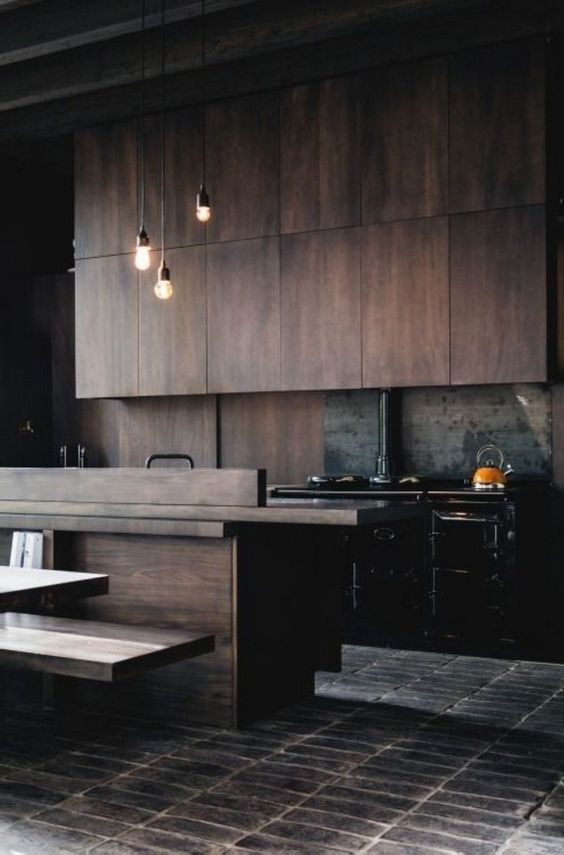 change your blasck cabinets to wooden ones and your kitchen will instantly get a cozy vibe
