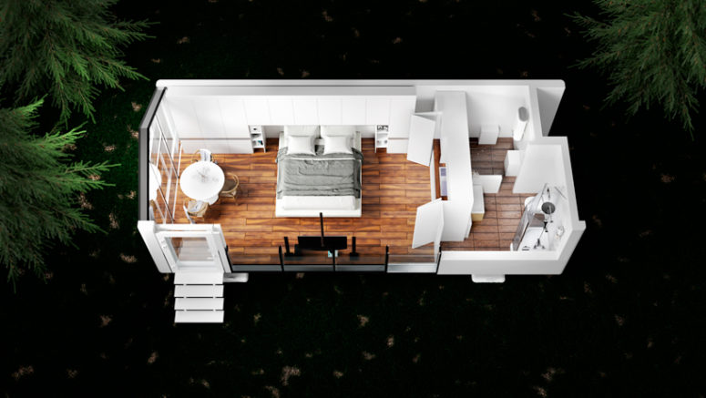 This is a model of mOne - a Haus with a single bedroom that you can also see in the pics above