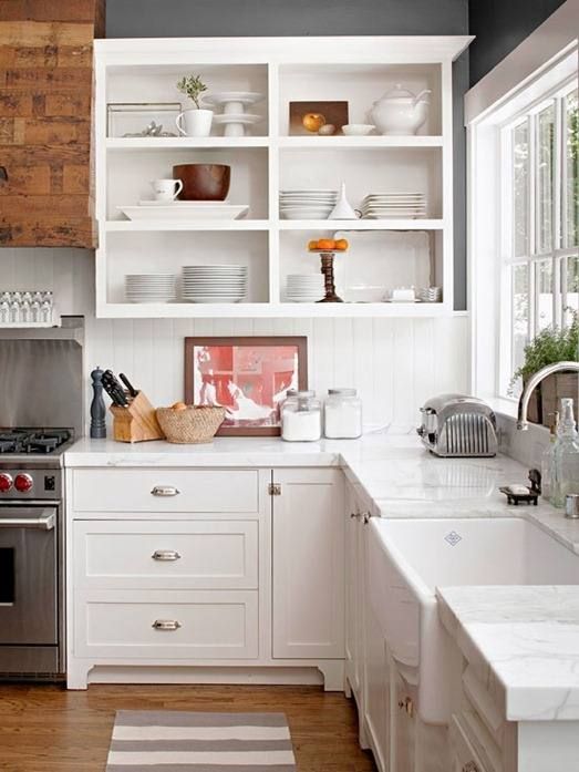if you love open storage, you can remove the doors of your cabinets or order cabinets with no doors