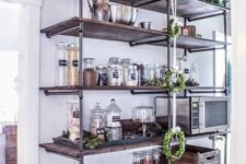 17 such an oversized industrial shelving unit will be a nice idea not only for a kitchen but also for a pantry