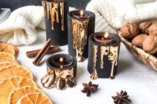 18 black candleholders with dripping gold will accommodate little tealights and will add elegance to your decor