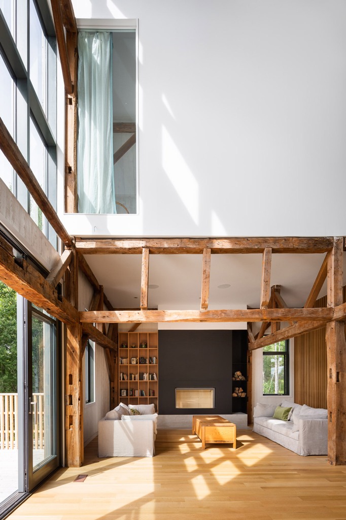 The interiors are contemporary and laconic, with touches of warm colored wood and plywood
