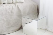 09 IKEA Lots mirrors turned into a stylish statement nightstand for a bedroom – a minimalist or a contemporary one