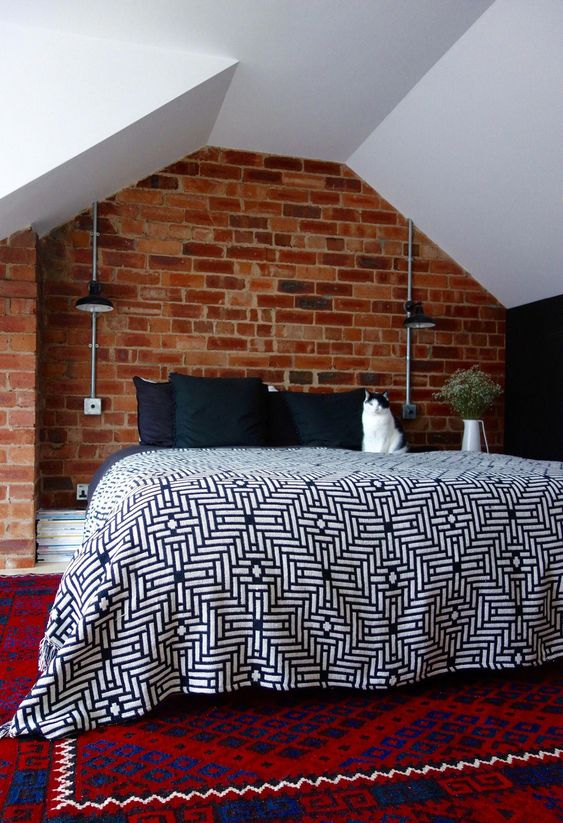 a single red brick wall in your bathroom will make it bolder, cooler, more modern and fresh