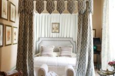 16 a creative printed canopy and matching curtains make the bedroom more refined, chic and give it a vintage feel