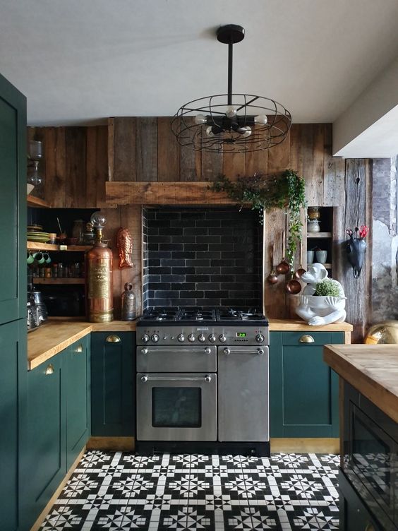 add a cool textural touch to your kitchen to the space with a reclaimed wooden wall