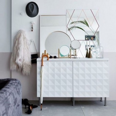 a fresh IKEA Metod hack with new sculptural wall panels, a tabletop and metal legs for a chic look