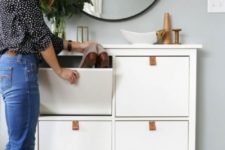 11 a chic and simple IKEA Hemnes cabinet hack with leather pulls is a cool way to spruce up a simple storage piece
