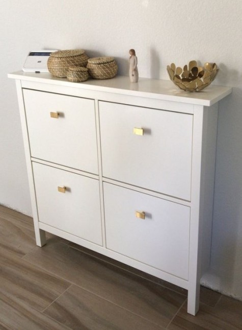 Update a simple IKEA Hemnes shoe cabinet with stylish geometric pulls liek these ones for a bright modern look