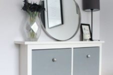 15 a stylish modern IKEA Hemnes cabinet hack in slate grey and with tiny and cute knobs of a pearly shade