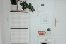 a delicate IKEA Bissa hack done with blush paint and stencils is a lovely and subtle idea for a boho space