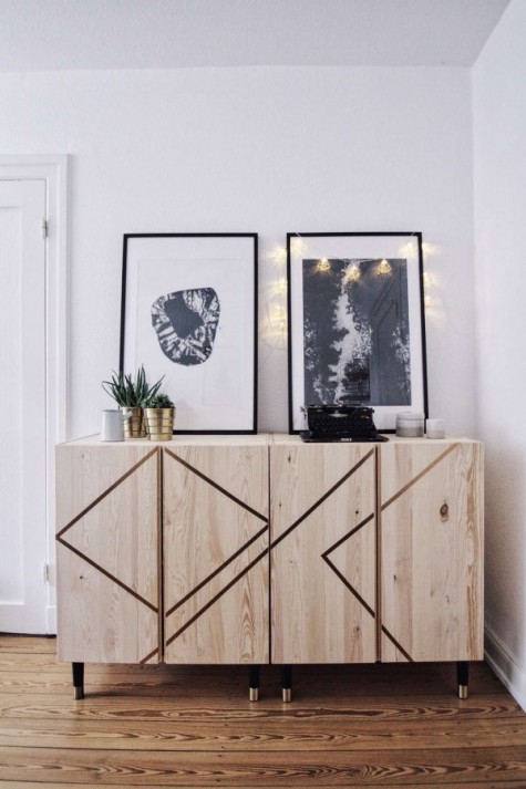 an Ivar dresser spruced up with stencils looks very creative and bold