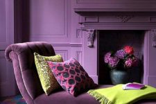 10 a very refined deep purple living room with matte walls and an exquisite velvet daybed with pillows