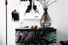 15 a simple Malm piece is updated using moody tropical contact paper for a trendy feel