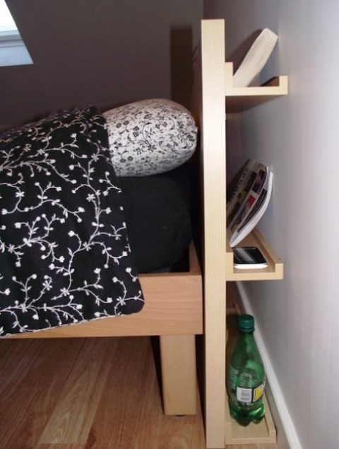 a Vika Amon tabletop and Ribba picture ledges can make up a stylish headboard with additional storage