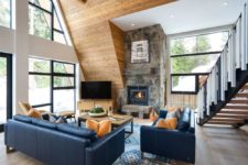 12 Another rustic reference is the stone fireplace which is present in the main living area
