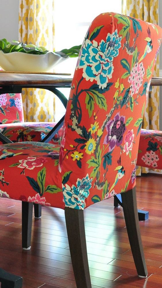 an IKEA Henriksdal hack with super bright floral fabric is an ultimate piece for spring and summer