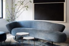 17 even if your sofa isn’t curved but has a curved back, it shows off cool lines and silhouettes and looks wow