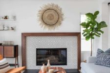 20 an eclectically styled living room with mid-century modern and boho items and furniture