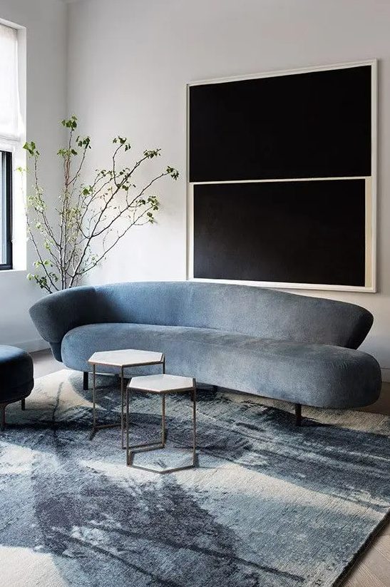 even if your sofa isn't curved but has a curved back, it shows off cool lines and silhouettes and looks wow
