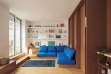 01 This modern apartment is a small attic of just 70 square meters and to make it effective and practical, the designers went for built-in furniture
