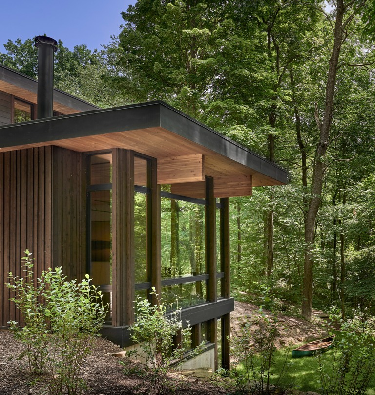 The most of the spaces are glazed to enjoy the wood views and make the house as transparent as possible in all senses