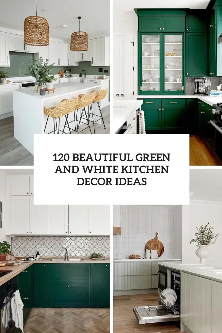 beautiful green and white kitchen decor ideas