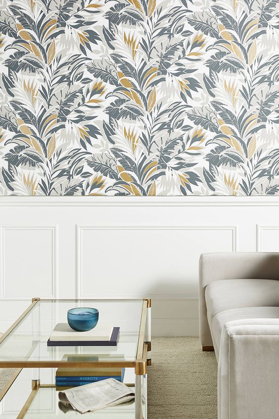 spruce up a neutral space with some bolder botanical wallpaper to make it brighter and catchier