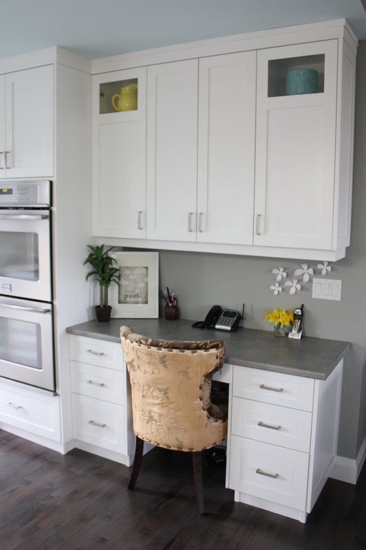 spotlight your workplace nook with a contrasting countertop and a press release wall shade