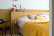 25 a small yet contrasting bedroom made bright with marigold and mustard and refreshed with neutrals