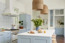 a light blue kitchen design