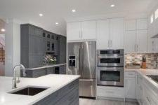 a stylish white kitchen design white grey touches