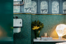 a trendy green bathroom design