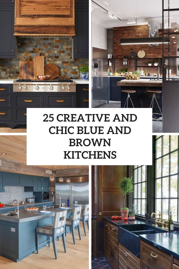 creative and chic blue and brown kitchens