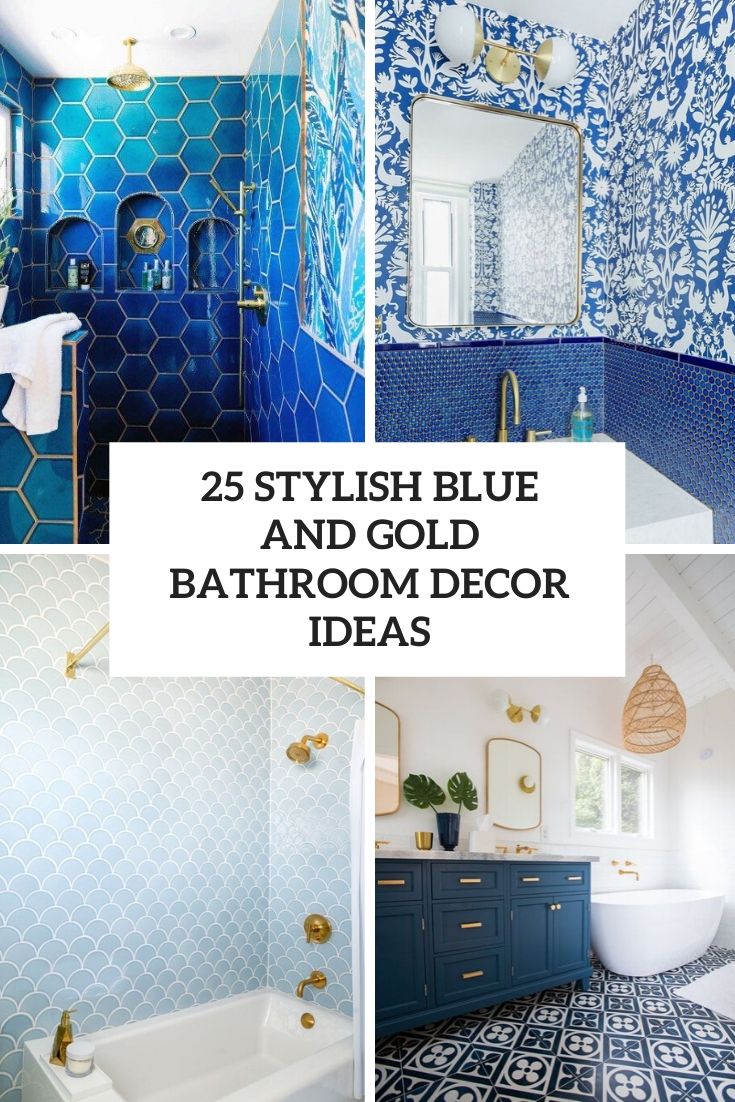 stylish blue and gold bathroom decor ideas