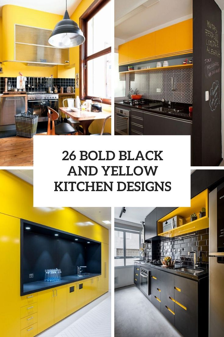 bold black and yellow kitchen designs