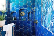 a stylish blue bathroom design