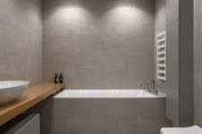 minimalist bathroom design with a wooden vanity
