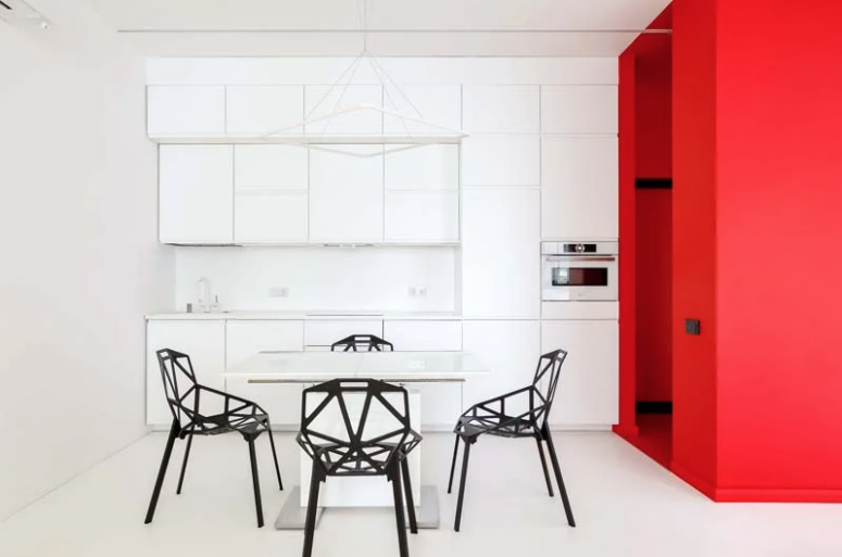 This bright and ultra modern apartment is characterized with bright splashes of color here and there and looks super bold