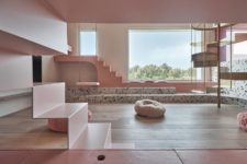 02 The house is done in contemporary style and features millenial pink and lots of terrazzo for a fun touch