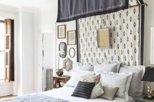17 a canopy attached to the wall and ceiling and an artwork will make your bedroom refined and vintage-inspired
